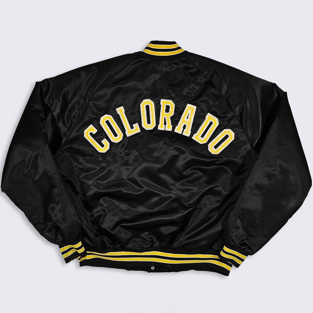Colorado Buffaloes Vintage 80s Chalk Line Satin Bomber Jacket